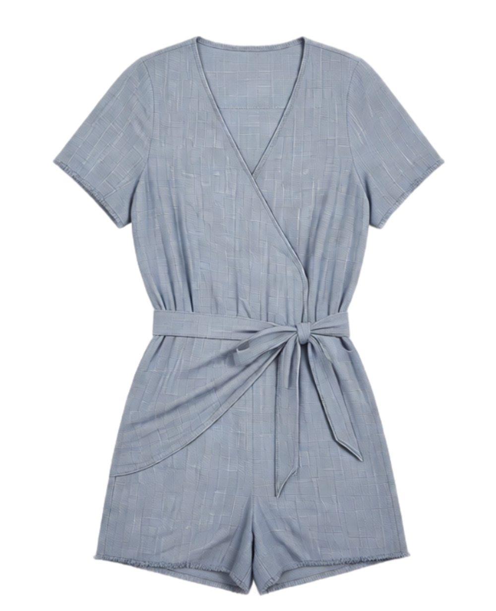 Sanctuary x Anthropologie Montana Tie-Front Romper in blue linen Small